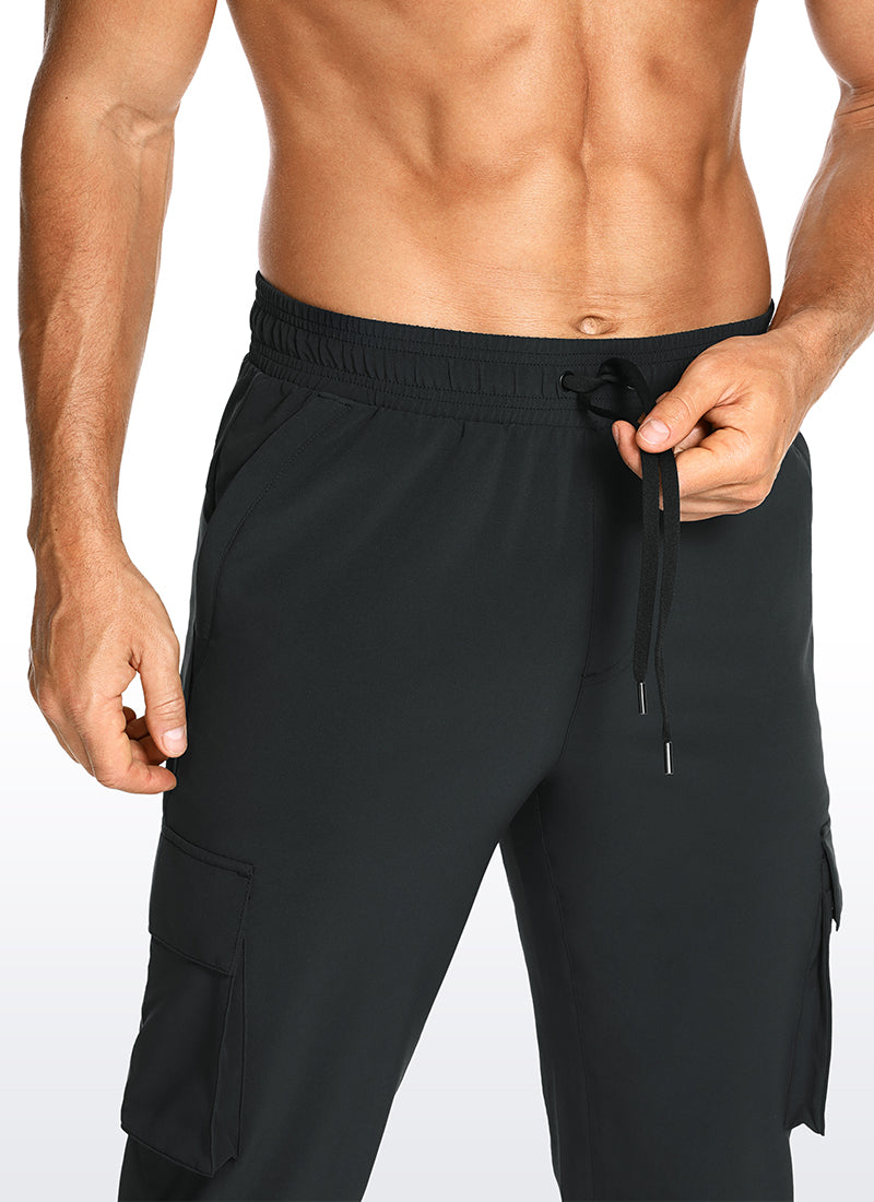 CRZ YOGA Men's Hiking Relaxed Fit Lightweight Cargo Joggers 30'' Iron Black