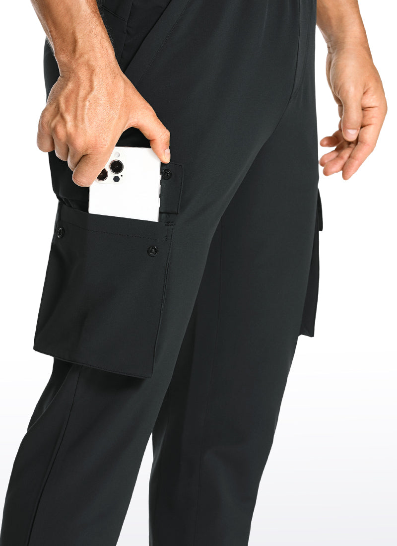 CRZ YOGA Men's Hiking Relaxed Fit Lightweight Cargo Joggers 30'' Iron Black