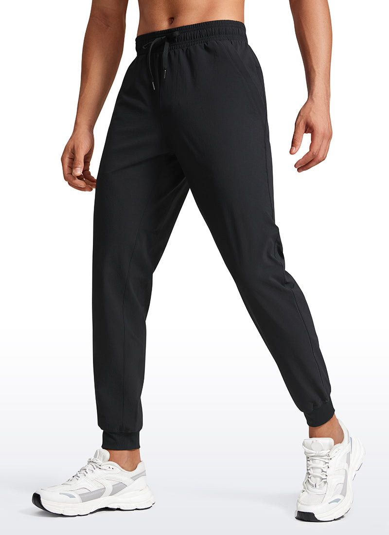 CRZ YOGA Men's Causul Relaxed Fit Lightweight Joggers Zip Pockets 29'' Black