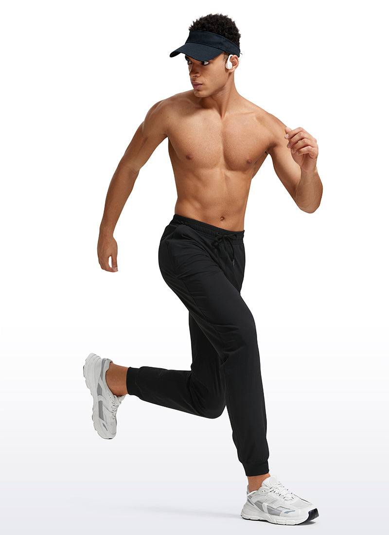 CRZ YOGA Men's Causul Relaxed Fit Lightweight Joggers Zip Pockets 29'' Black @model_info:Jhony