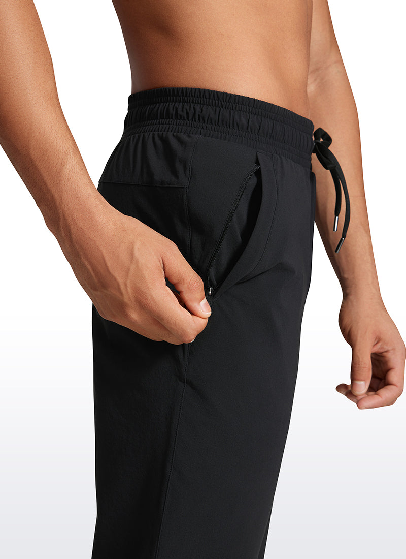 CRZ YOGA Men's Causul Relaxed Fit Lightweight Joggers Zip Pockets 29'' Black @model_info:Jhony