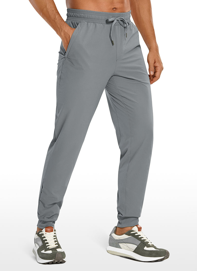 CRZ YOGA Men's Causul Relaxed Fit Lightweight Joggers Zip Pockets 29'' Rhino Grey