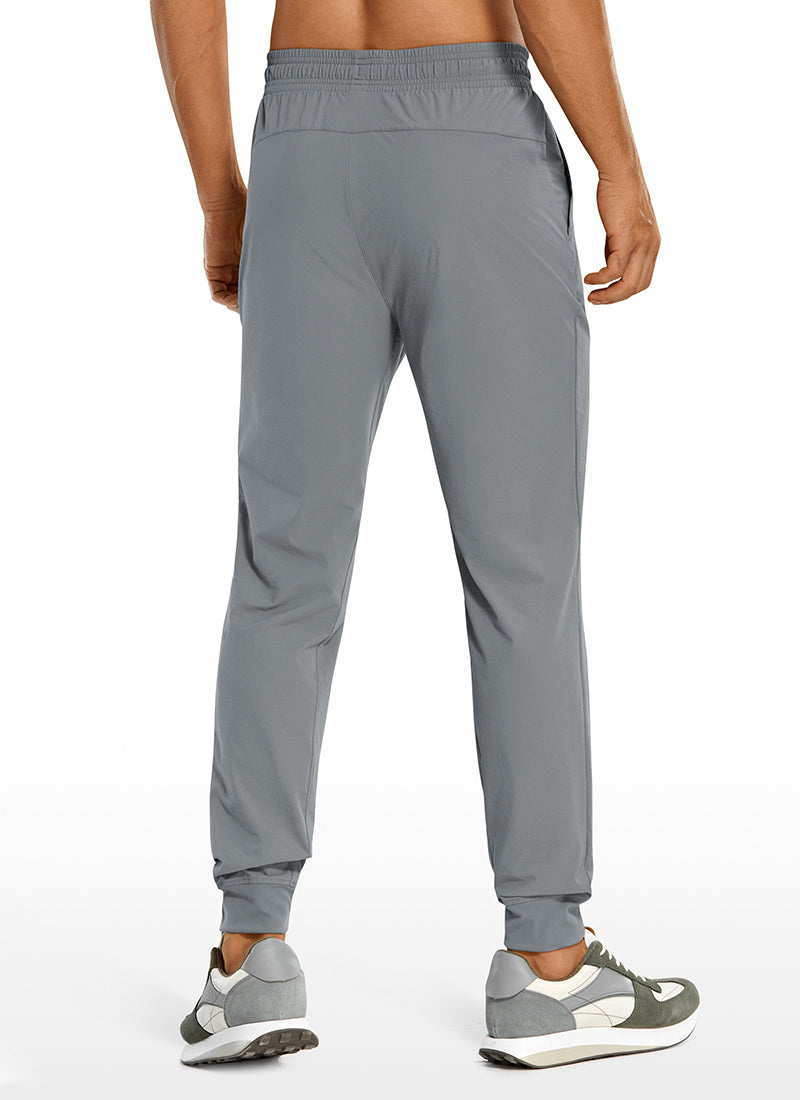 CRZ YOGA Men's Causul Relaxed Fit Lightweight Joggers Zip Pockets 29'' Rhino Grey