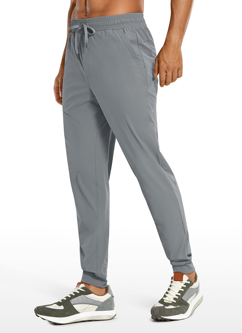 CRZ YOGA Men's Causul Relaxed Fit Lightweight Joggers Zip Pockets 29'' Rhino Grey