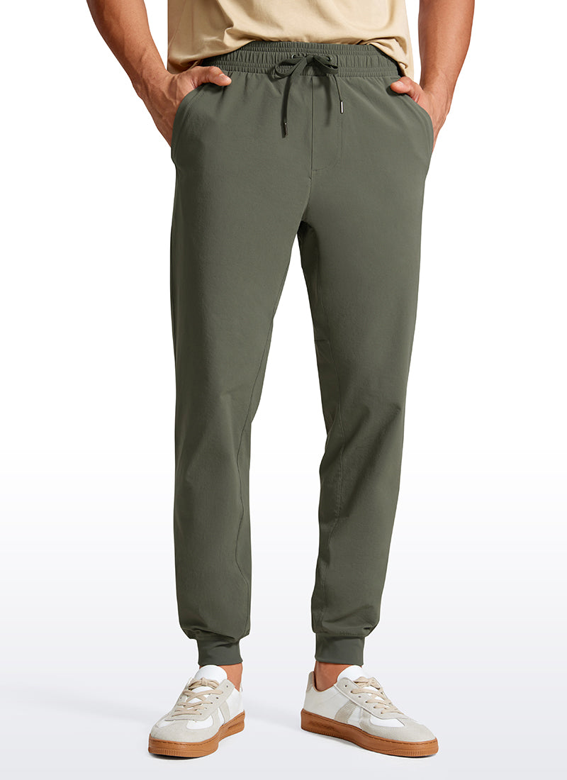 CRZ YOGA Men's Causul Relaxed Fit Lightweight Joggers Zip Pockets 29'' Light Army Green