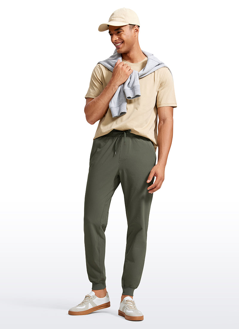 CRZ YOGA Men's Causul Relaxed Fit Lightweight Joggers Zip Pockets 29'' Light Army Green