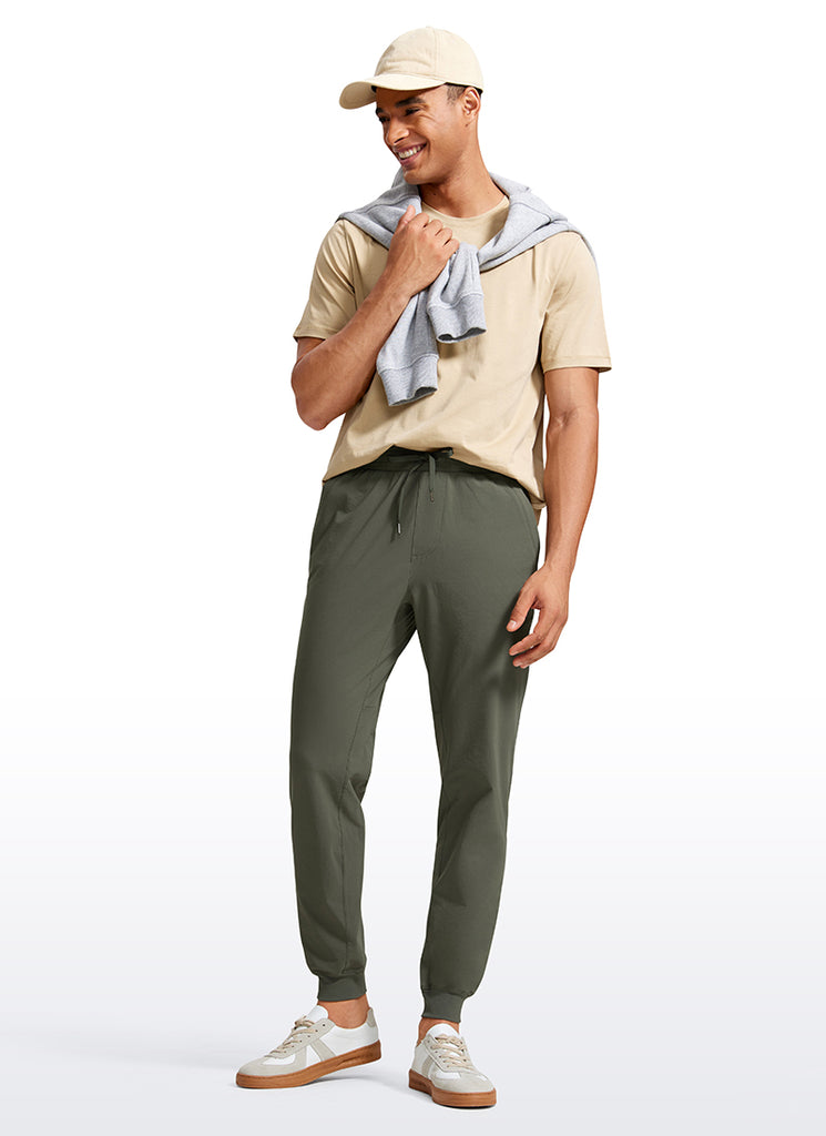 CRZ YOGA Men's Causul Relaxed Fit Lightweight Joggers Zip Pockets 29'' Rhino Grey