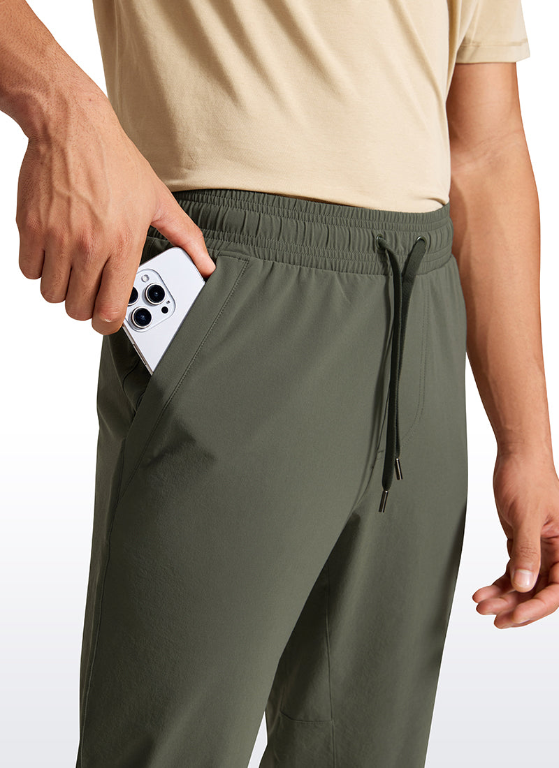 CRZ YOGA Men's Causul Relaxed Fit Lightweight Joggers Zip Pockets 29'' Light Army Green