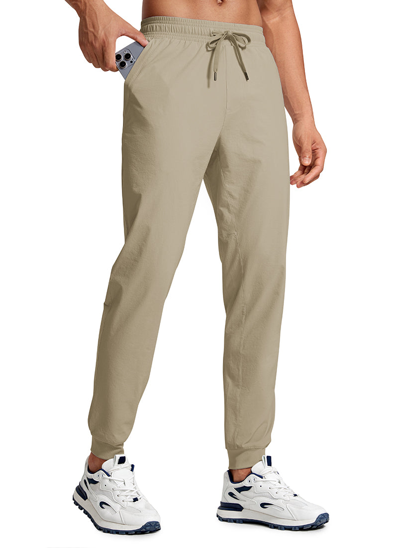 CRZ YOGA Men's Causul Relaxed Fit Lightweight Joggers Zip Pockets 29'' Khali Barley