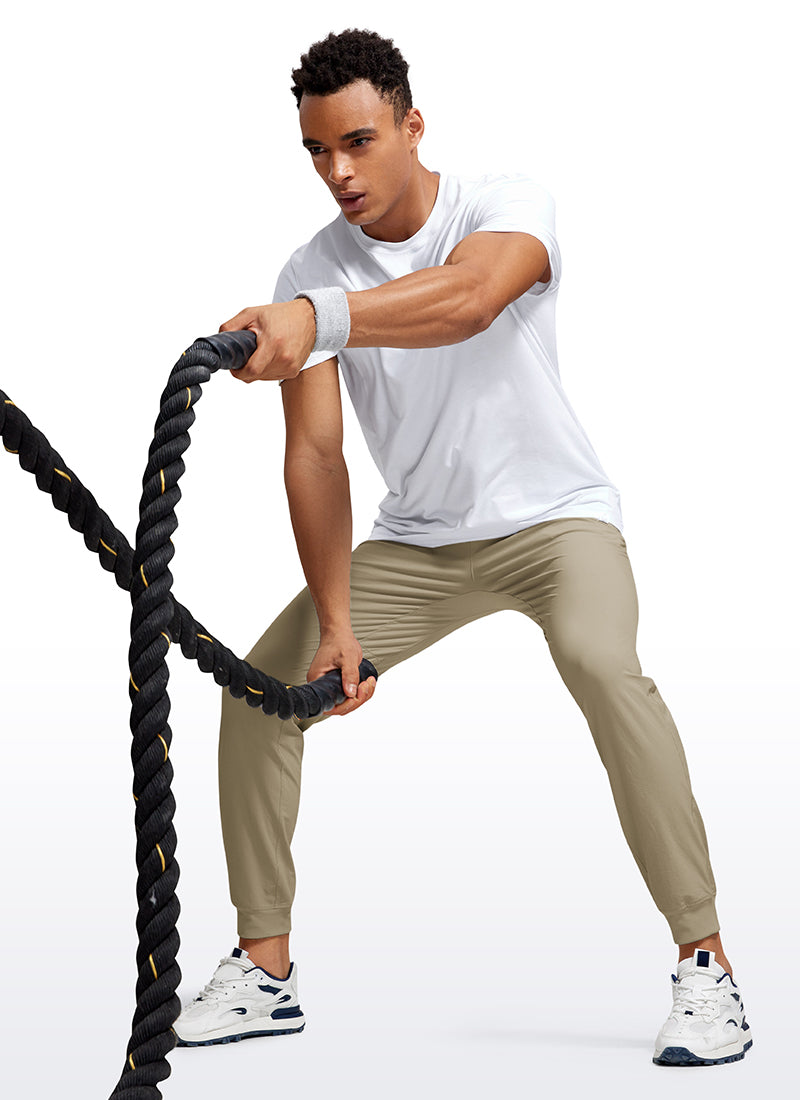 CRZ YOGA Men's Causul Relaxed Fit Lightweight Joggers Zip Pockets 29'' Khali Barley