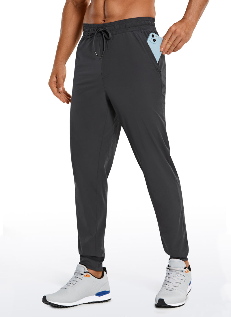 CRZ YOGA Men's Causul Relaxed Fit Lightweight Joggers Zip Pockets 29'' Ink Gray