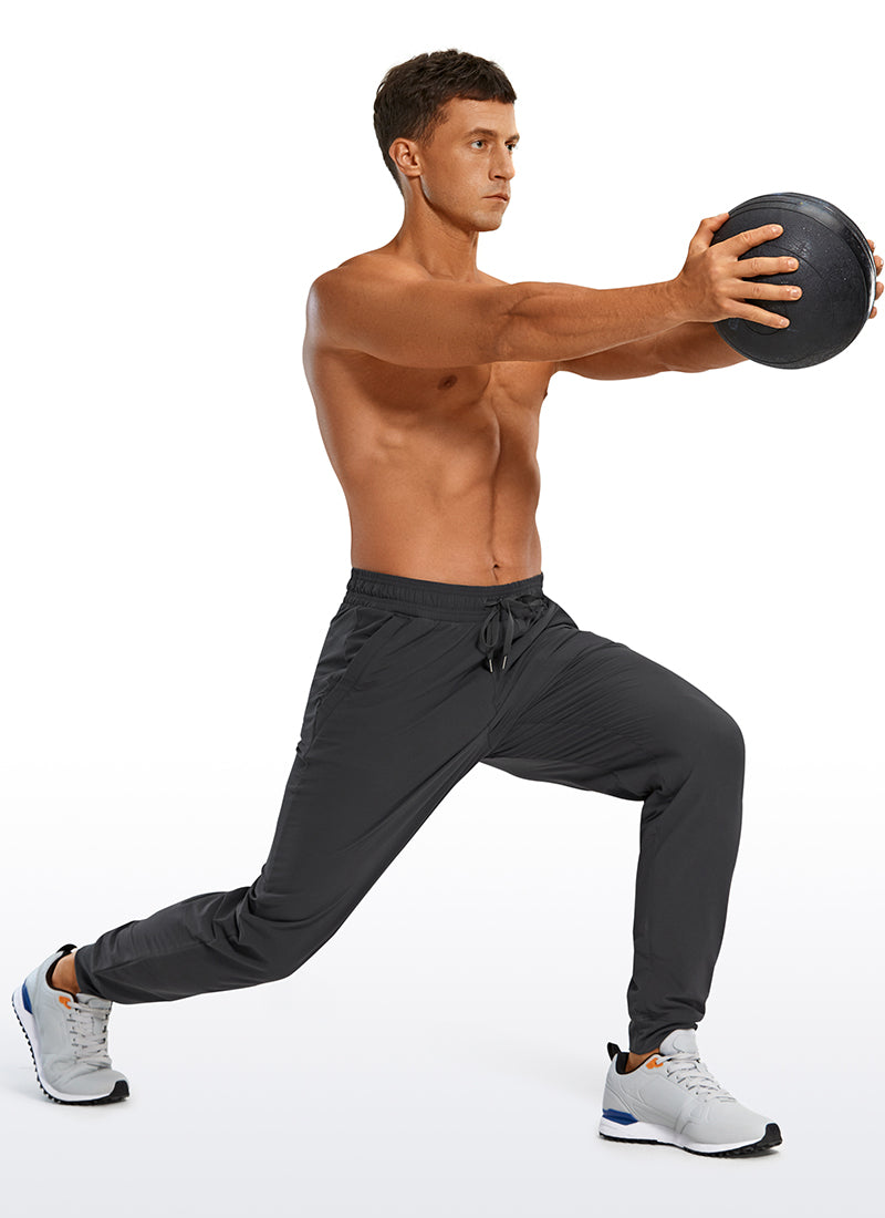 CRZ YOGA Men's Causul Relaxed Fit Lightweight Joggers Zip Pockets 29'' Ink Gray @model_info:A