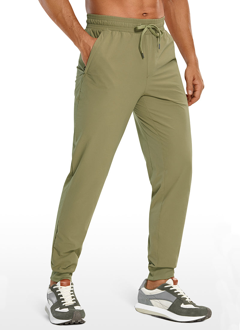 CRZ YOGA Men's Causul Relaxed Fit Lightweight Joggers Zip Pockets 29'' Moss Green