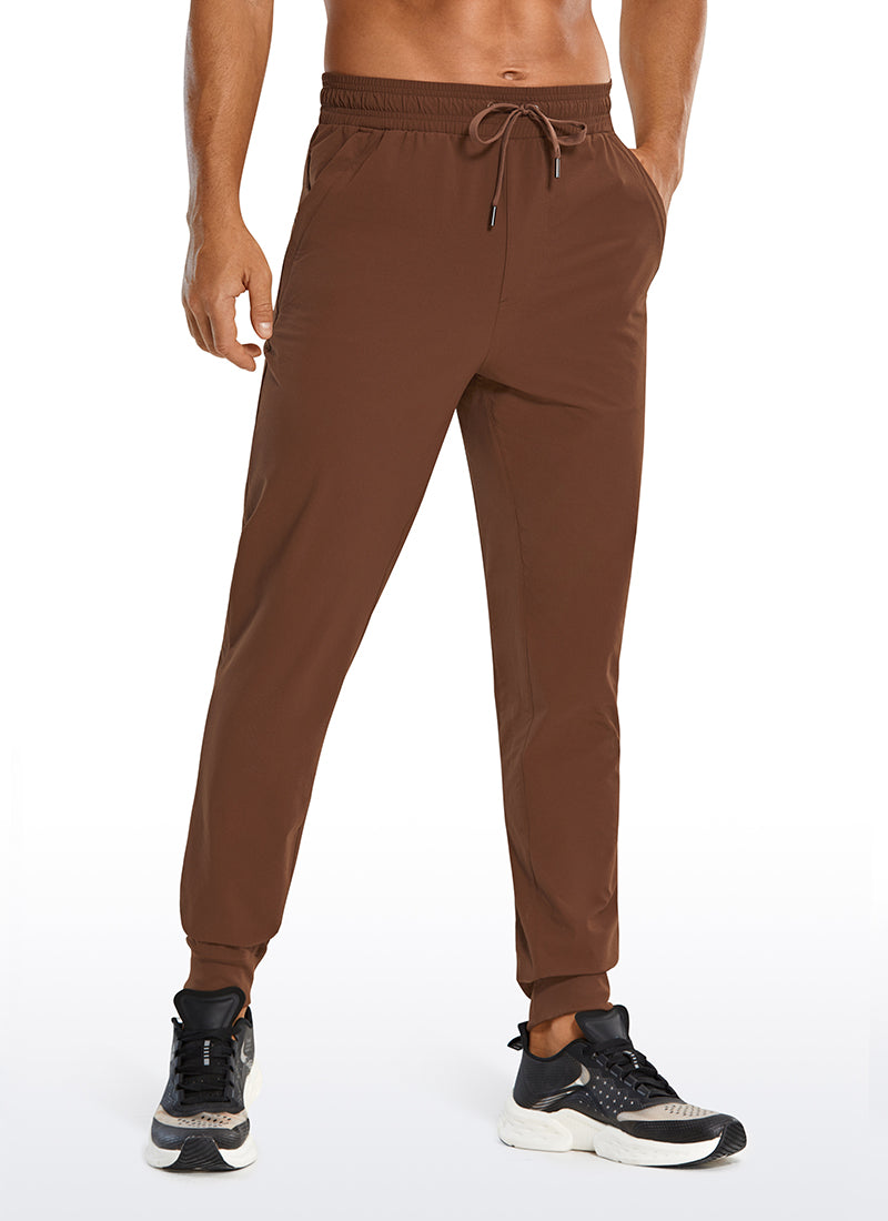 CRZ YOGA Men's Causul Relaxed Fit Lightweight Joggers Zip Pockets 29'' Dark Brown