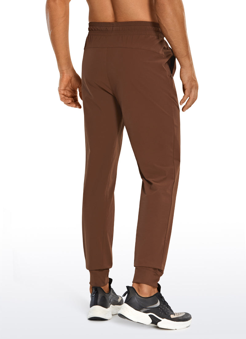 CRZ YOGA Men's Causul Relaxed Fit Lightweight Joggers Zip Pockets 29'' Dark Brown