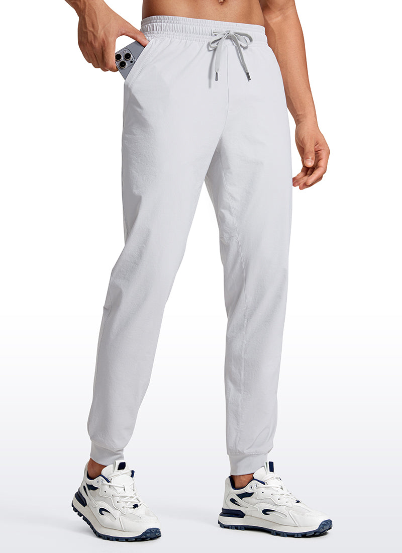 CRZ YOGA Men's Causul Relaxed Fit Lightweight Joggers Zip Pockets 29'' Platinum Grey