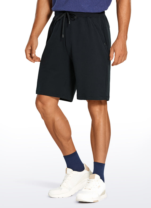CRZ YOGA Men's Lounge Bermuda Amenity Sweat Shorts Pockets 9'' Black