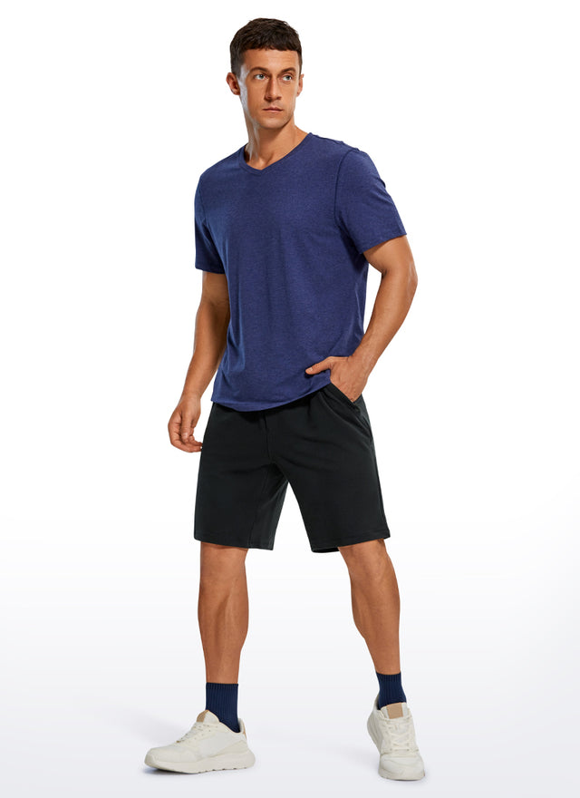 CRZ YOGA Men's Lounge Bermuda Amenity Sweat Shorts Pockets 9'' Black