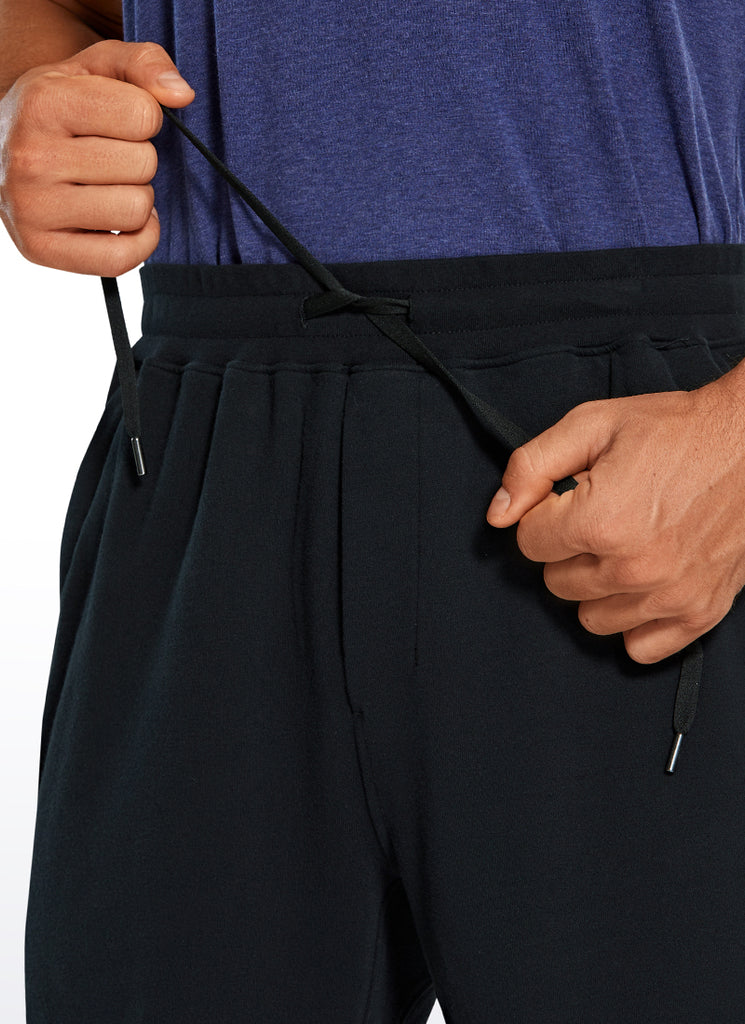 CRZ YOGA Men's Lounge Bermuda Amenity Sweat Shorts Pockets 9'' Black