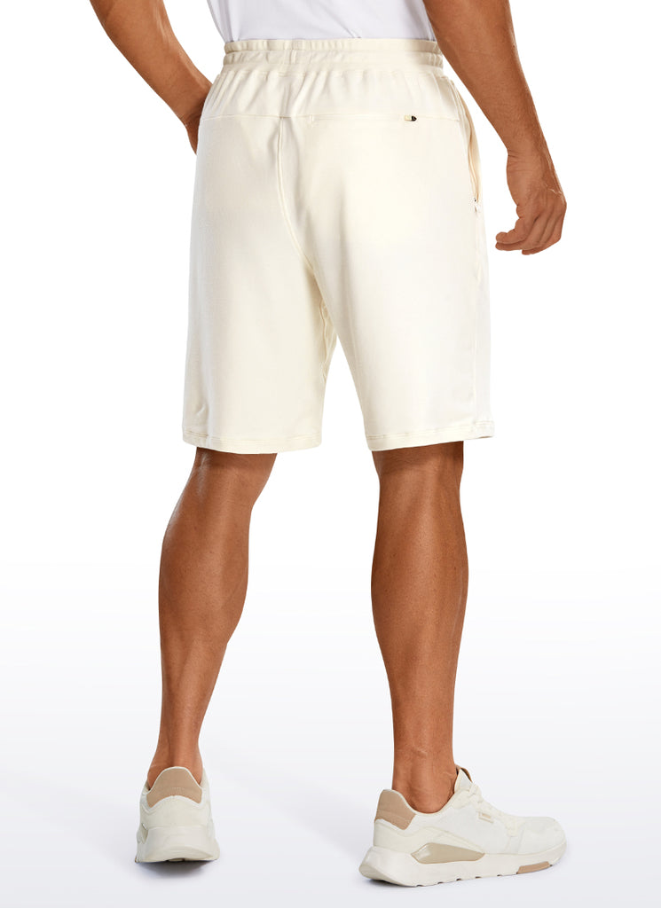 CRZ YOGA Men's Lounge Bermuda Amenity Sweat Shorts Pockets 9'' White Apricot