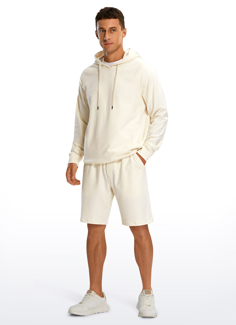 CRZ YOGA Men's Lounge Bermuda Amenity Sweat Shorts Pockets 9'' White Apricot