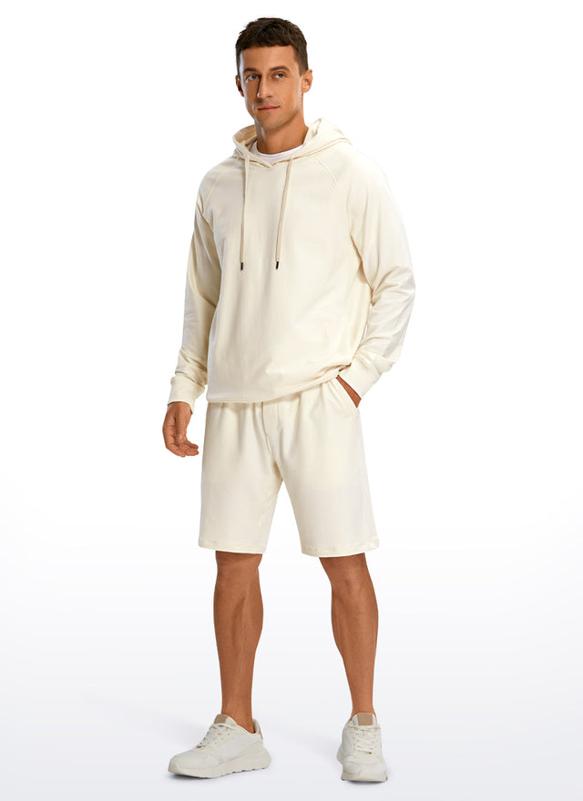 CRZ YOGA Men's Lounge Bermuda Amenity Sweat Shorts Pockets 9'' White Apricot