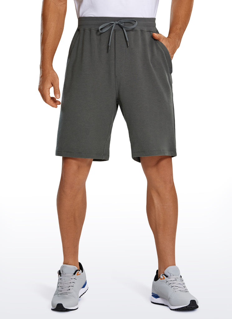CRZ YOGA Men's Lounge Bermuda Amenity Sweat Shorts Pockets 9'' Black