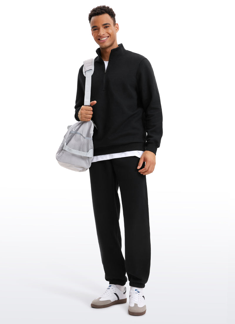 CRZ YOGA Men's Loosed Fit Cotton Fleece Sweatpants with Pockets 32'' Black