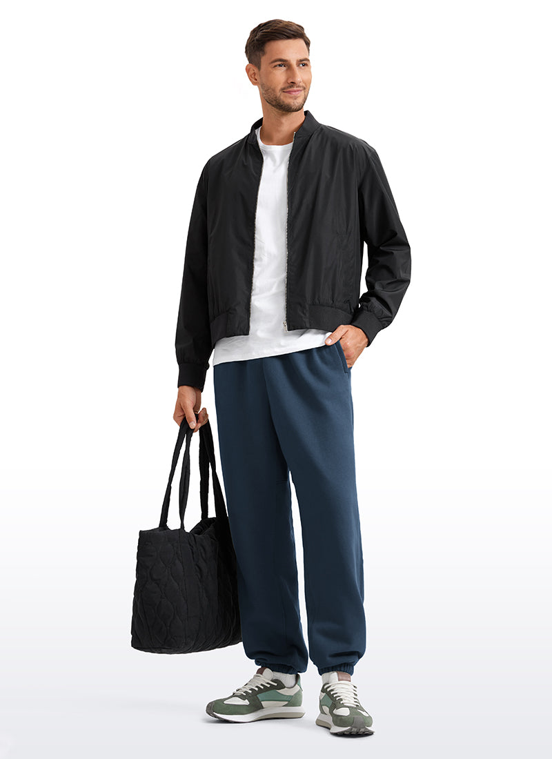 CRZ YOGA Men's Loosed Fit Cotton Fleece Sweatpants with Pockets 32'' Ink Blue
