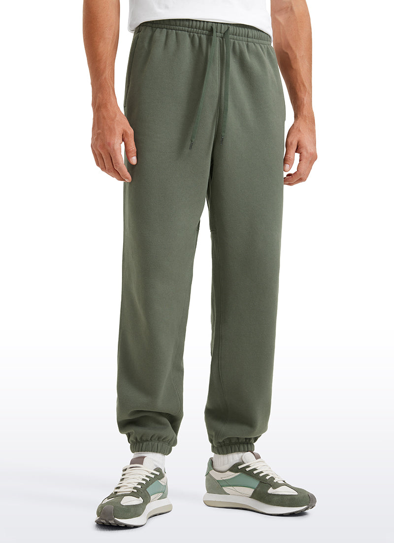 CRZ YOGA Men's Loosed Fit Cotton Fleece Sweatpants with Pockets 32'' Light Army Green