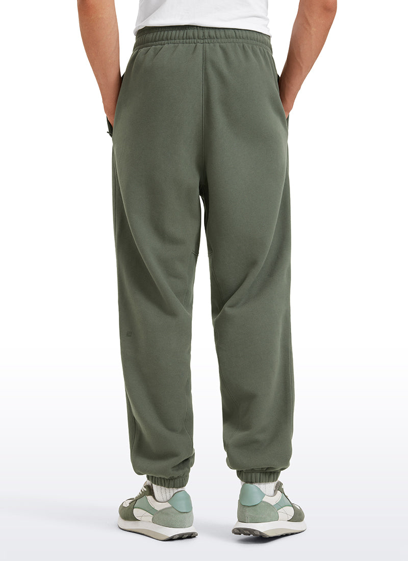 CRZ YOGA Men's Loosed Fit Cotton Fleece Sweatpants with Pockets 32'' Light Army Green