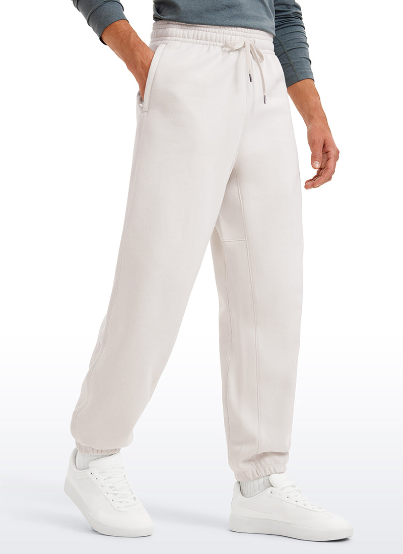 CRZ YOGA Men's Loosed Fit Cotton Fleece Sweatpants with Pockets 32'' Milky White