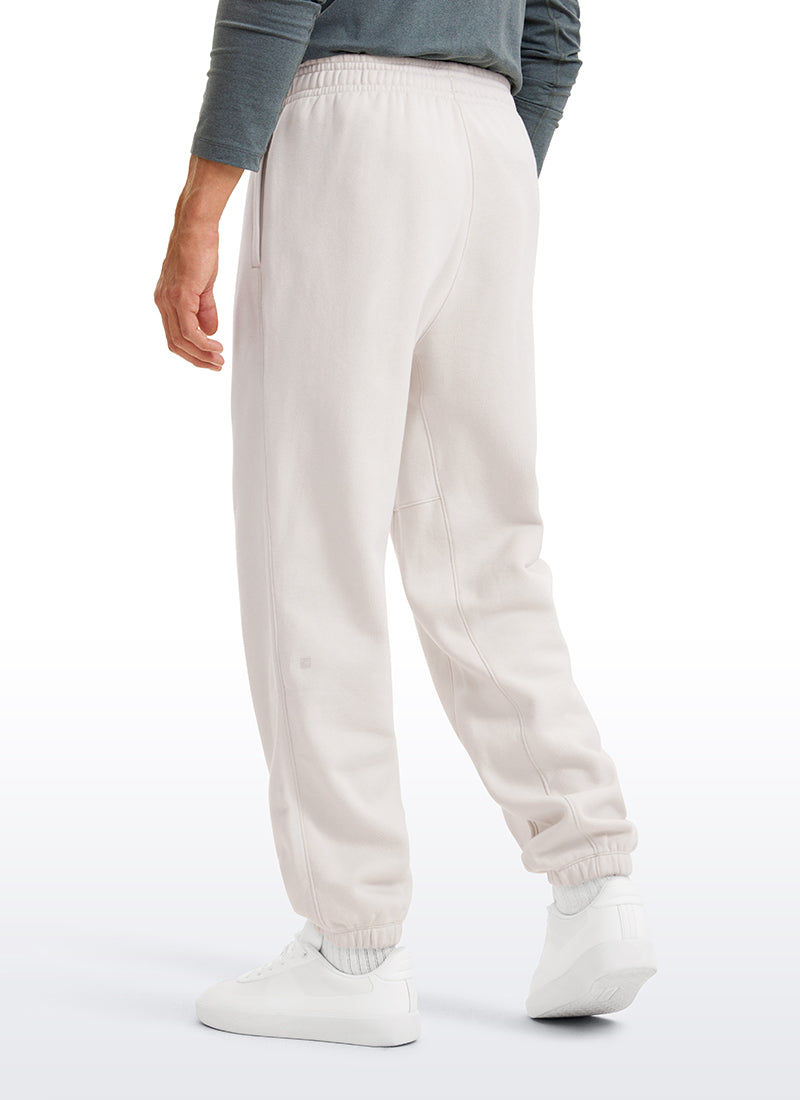 CRZ YOGA Men's Loosed Fit Cotton Fleece Sweatpants with Pockets 32'' Milky White