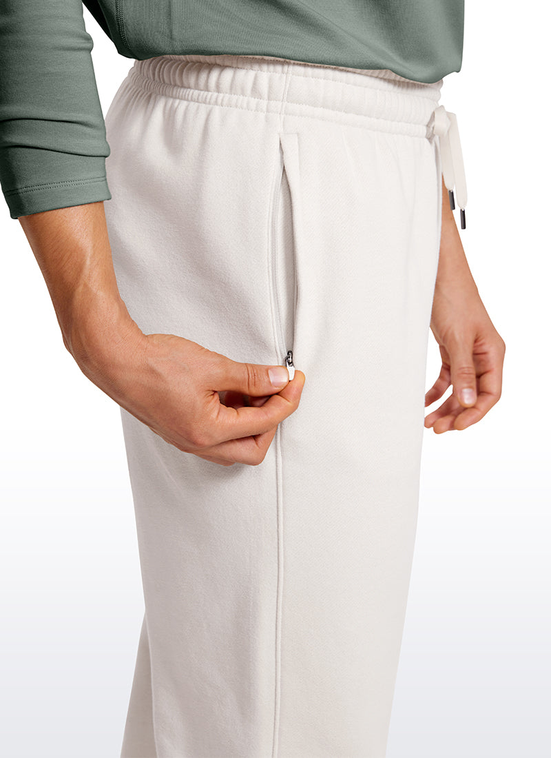 CRZ YOGA Men's Loosed Fit Cotton Fleece Sweatpants with Pockets 32'' Milky White