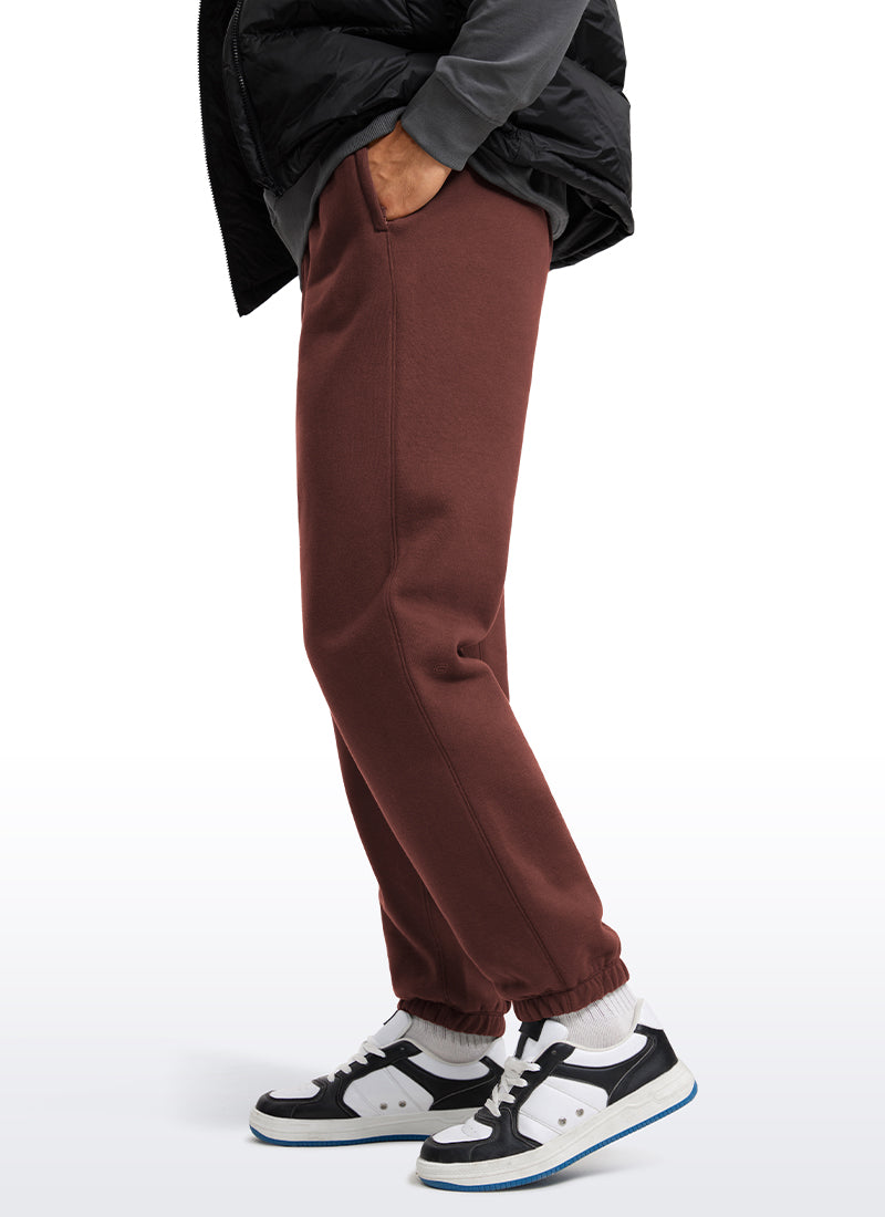 CRZ YOGA Men's Loosed Fit Cotton Fleece Sweatpants with Pockets 32'' Taupe