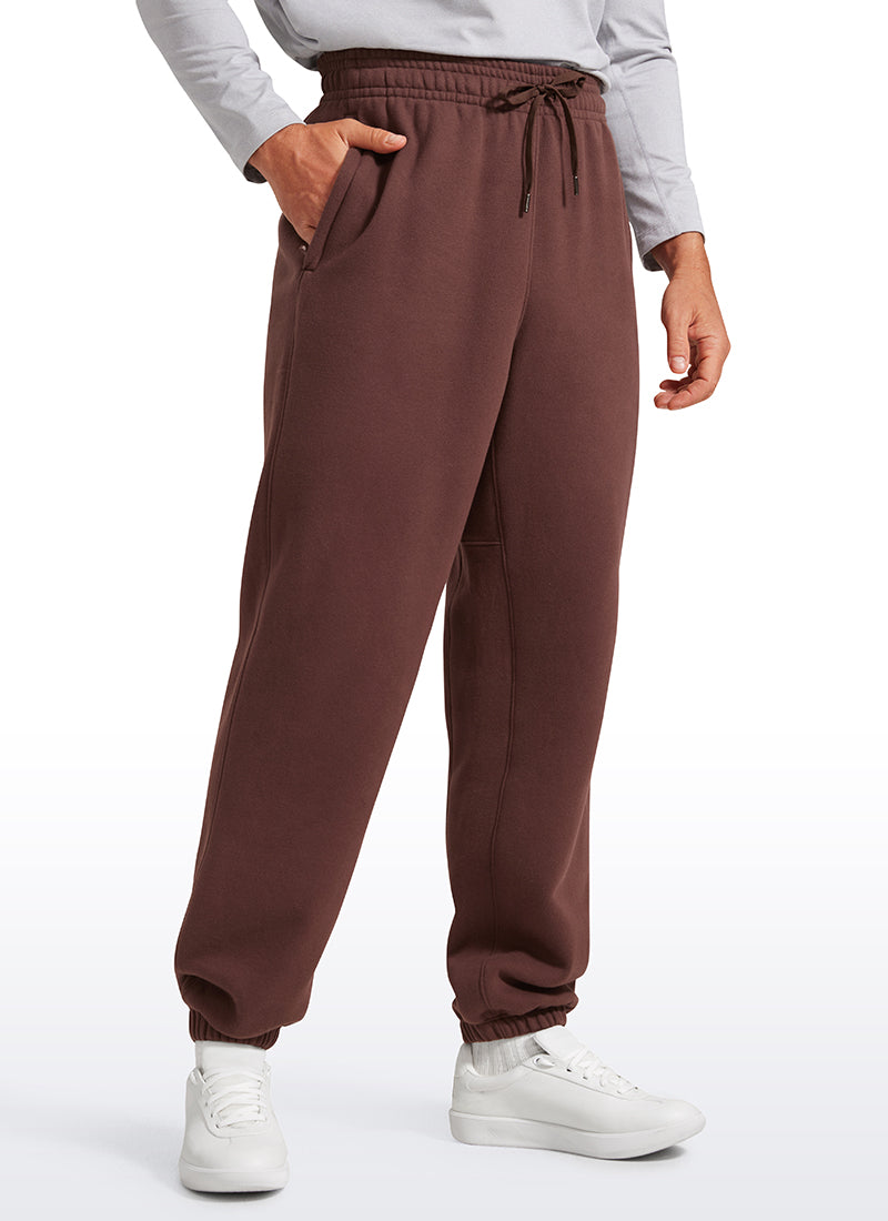 CRZ YOGA Men's Loosed Fit Cotton Fleece Sweatpants with Pockets 32'' Taupe