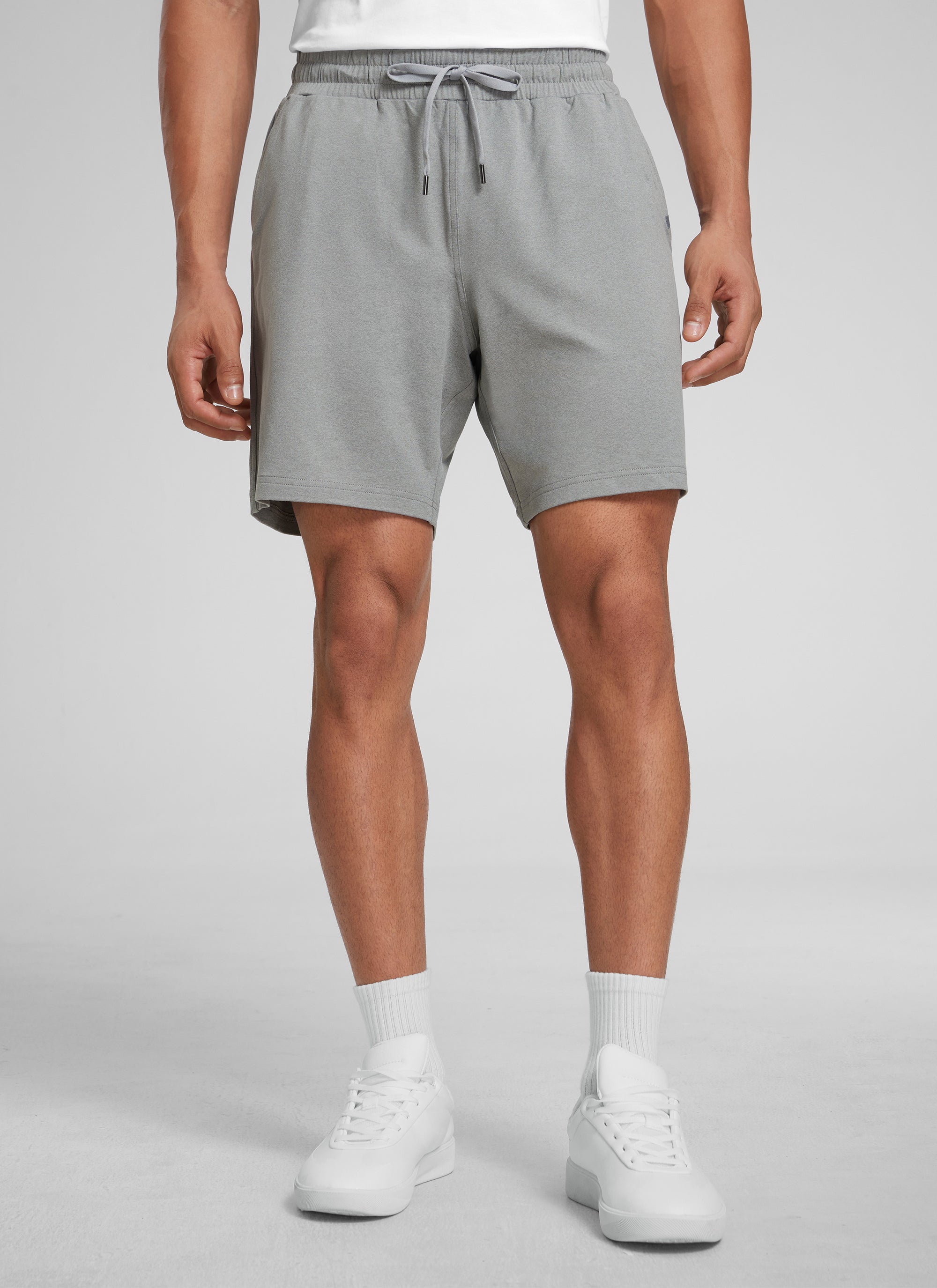 CRZ YOGA Men's Casual Lightweight Sweat Shorts with Pockets Sterling @model_info:J