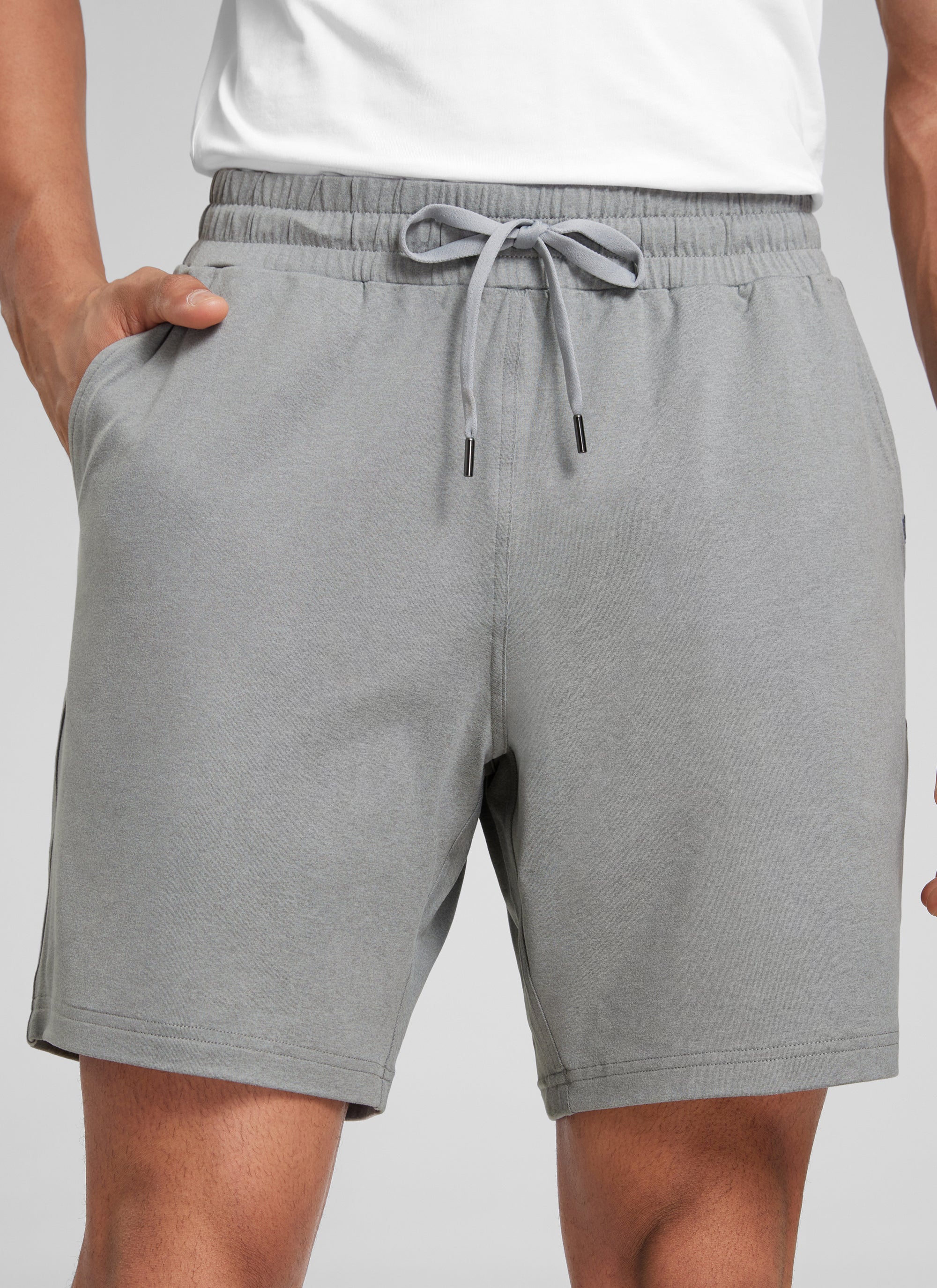 CRZ YOGA Men's Casual Lightweight Sweat Shorts with Pockets Sterling @model_info:J