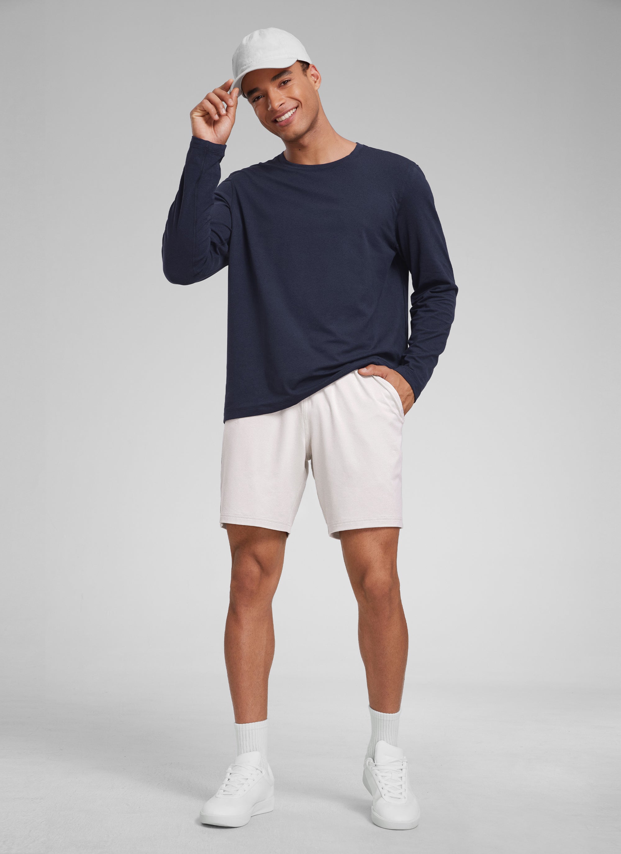 CRZ YOGA Men's Casual Lightweight Sweat Shorts with Pockets Milky White