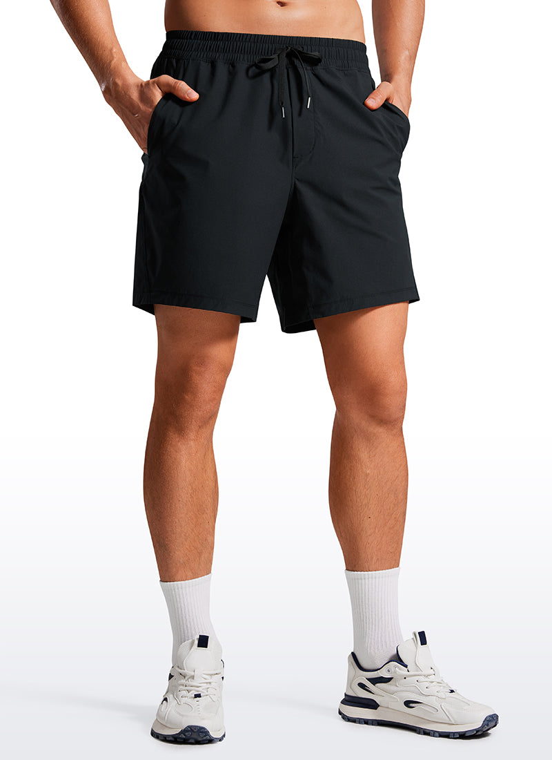 CRZ YOGA Men's Training Quick Dry Pocketed Linerless Shorts 7'' Black