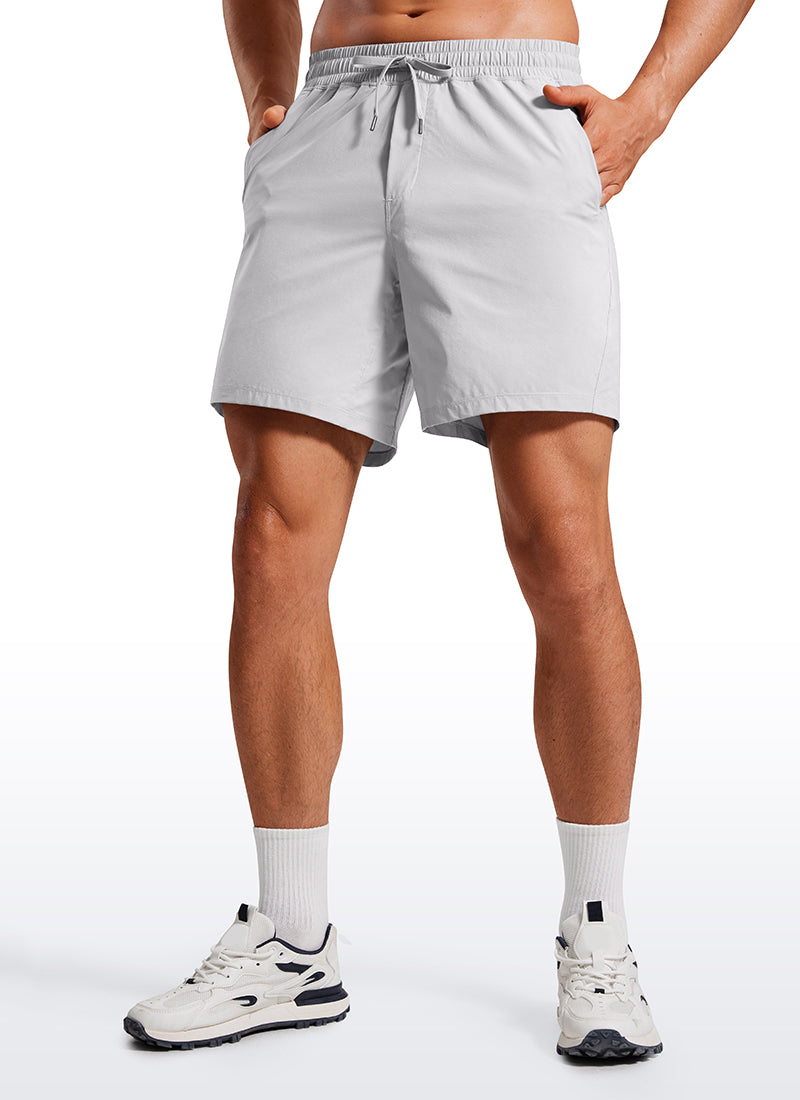 CRZ YOGA Men's Training Quick Dry Pocketed Linerless Shorts 7'' Platinum Grey
