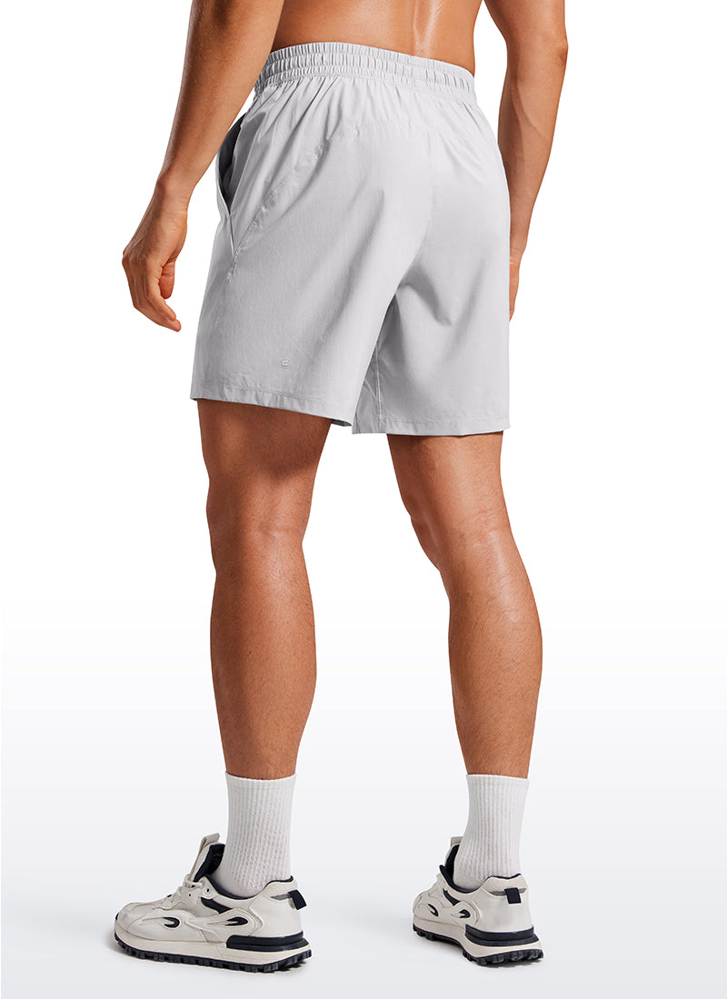 CRZ YOGA Men's Training Quick Dry Pocketed Linerless Shorts 7'' Platinum Grey