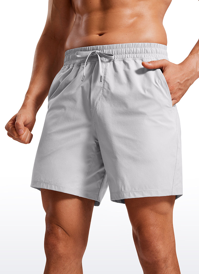 CRZ YOGA Men's Training Quick Dry Pocketed Linerless Shorts 7'' Platinum Grey