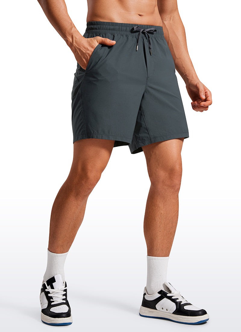 CRZ YOGA Men's Training Quick Dry Pocketed Linerless Shorts 7'' Melanite