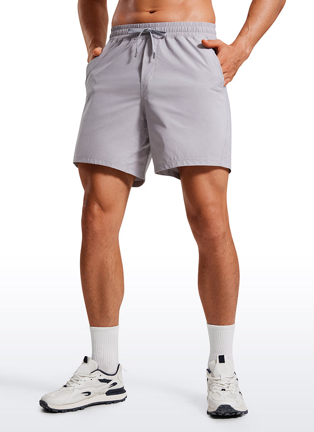 CRZ YOGA Men's Training Quick Dry Pocketed Linerless Shorts 7'' Gull Gray