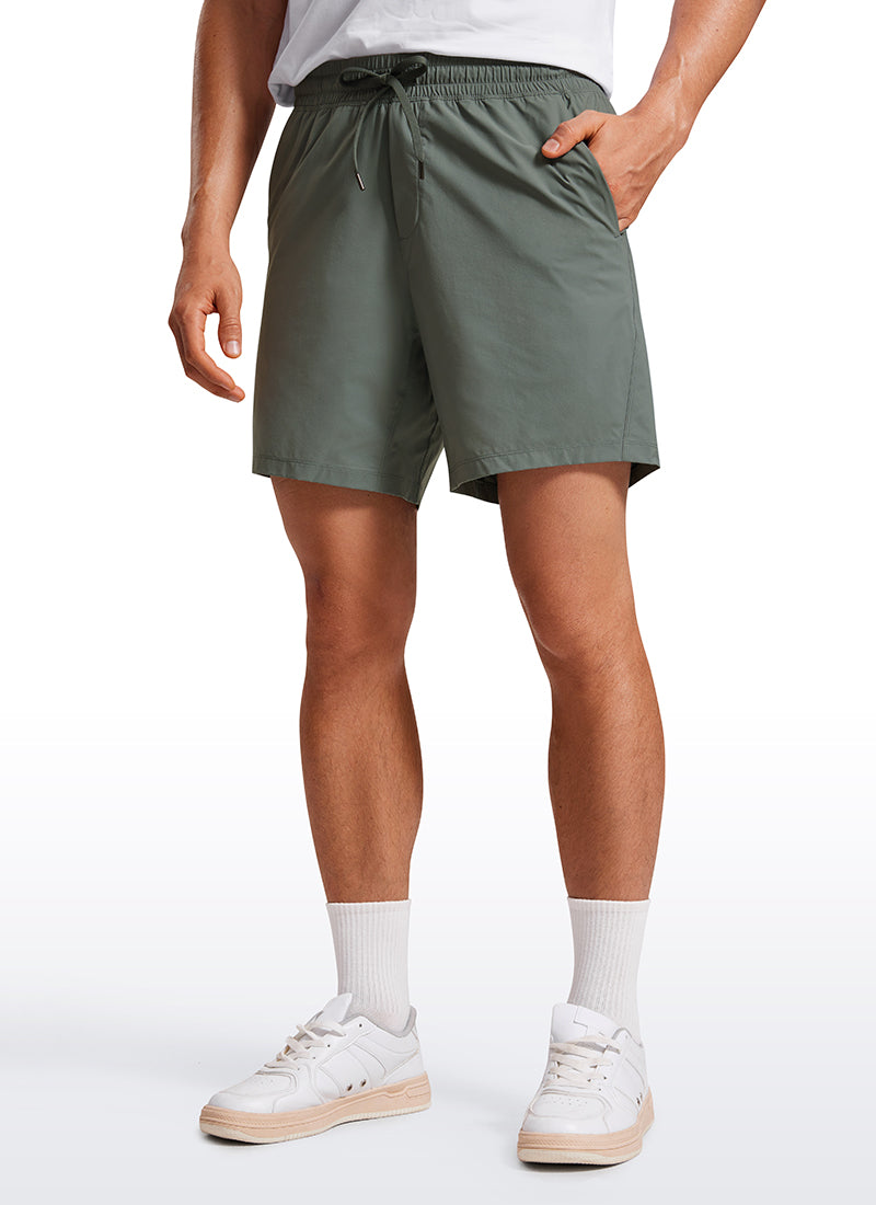 CRZ YOGA Men's Training Quick Dry Pocketed Linerless Shorts 7'' Grey Sage