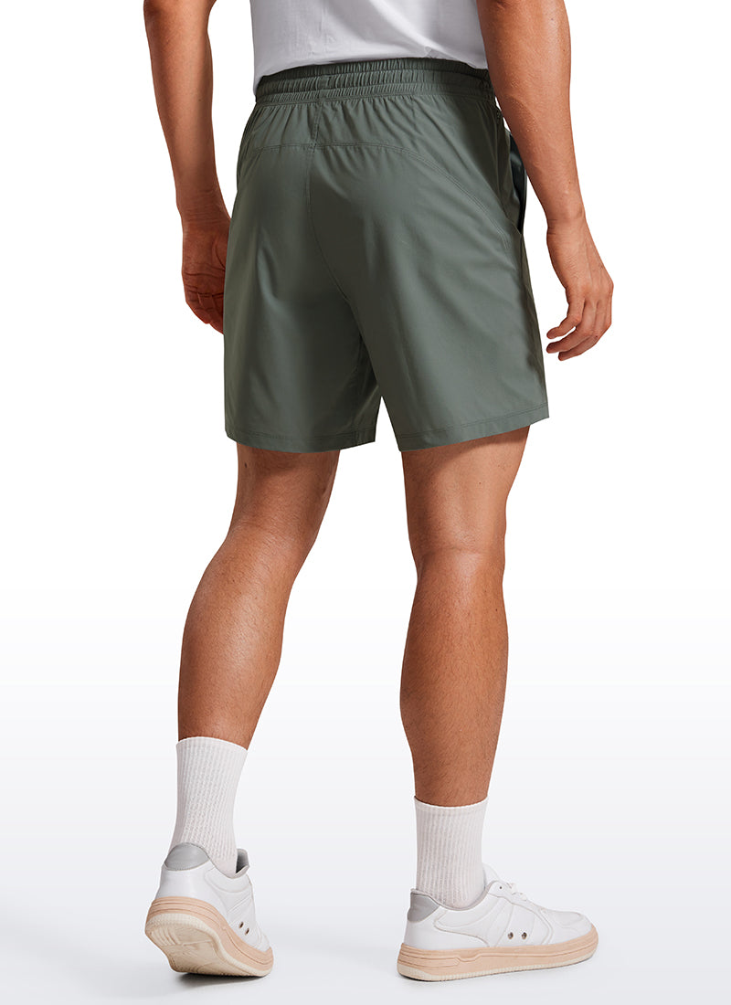 CRZ YOGA Men's Training Quick Dry Pocketed Linerless Shorts 7'' Grey Sage