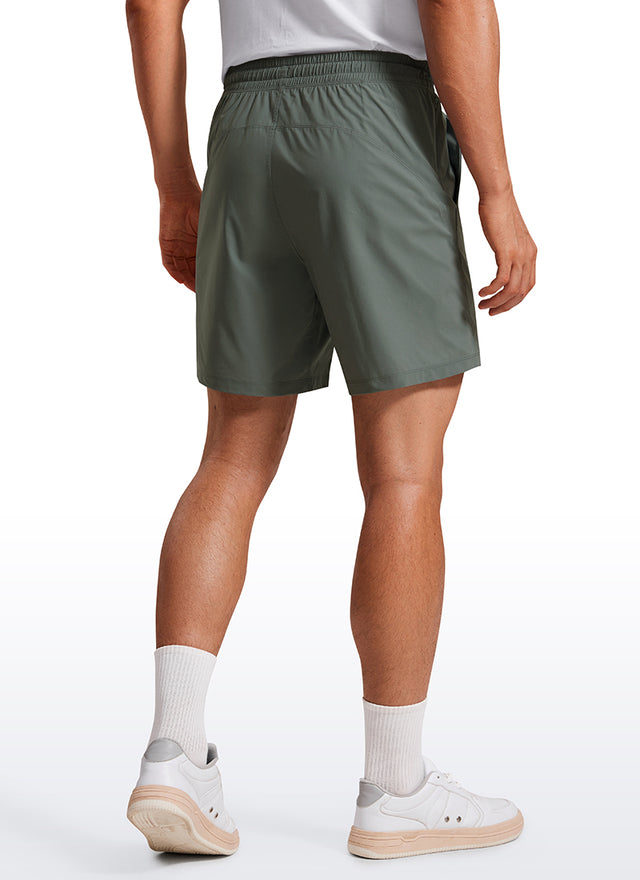 CRZ YOGA Men's Training Quick Dry Pocketed Linerless Shorts 7'' Grey Sage