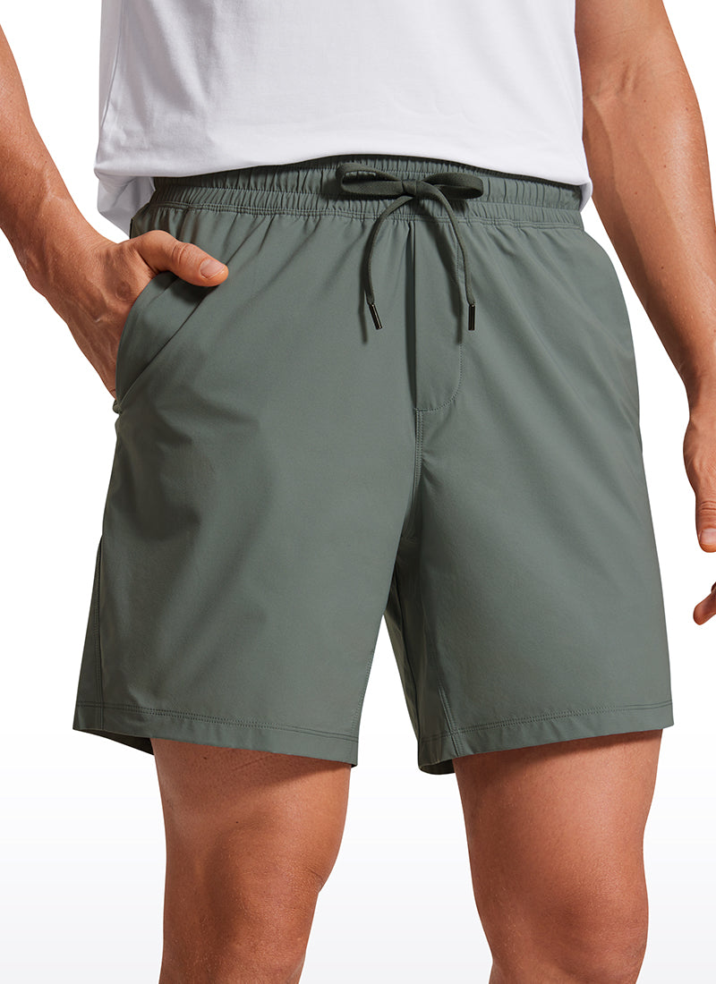 CRZ YOGA Men's Training Quick Dry Pocketed Linerless Shorts 7'' Grey Sage