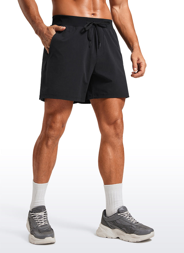 CRZ YOGA Men's Quick Dry Lightweight Gym Shorts with Zipper Pocket Black